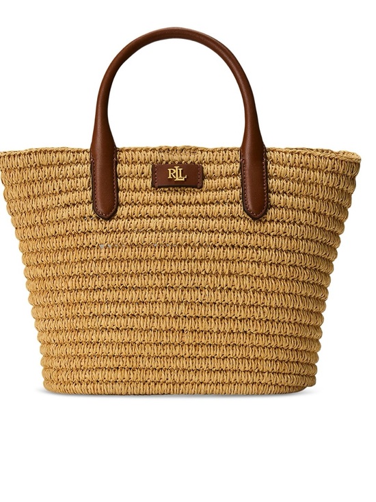 Ralph Lauren Handbags - Ralph Lauren Straw Tote in Natural and Brown Leather